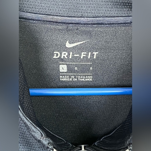 Nike Dri Fit Track Jacket Navy Blue Running Athletic Full Zip Large Mens - Picture 2 of 5